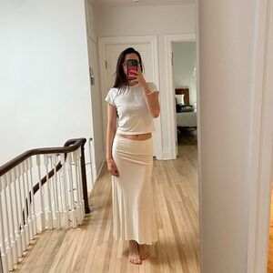 Chic Minimal Cream Maxi Skirt